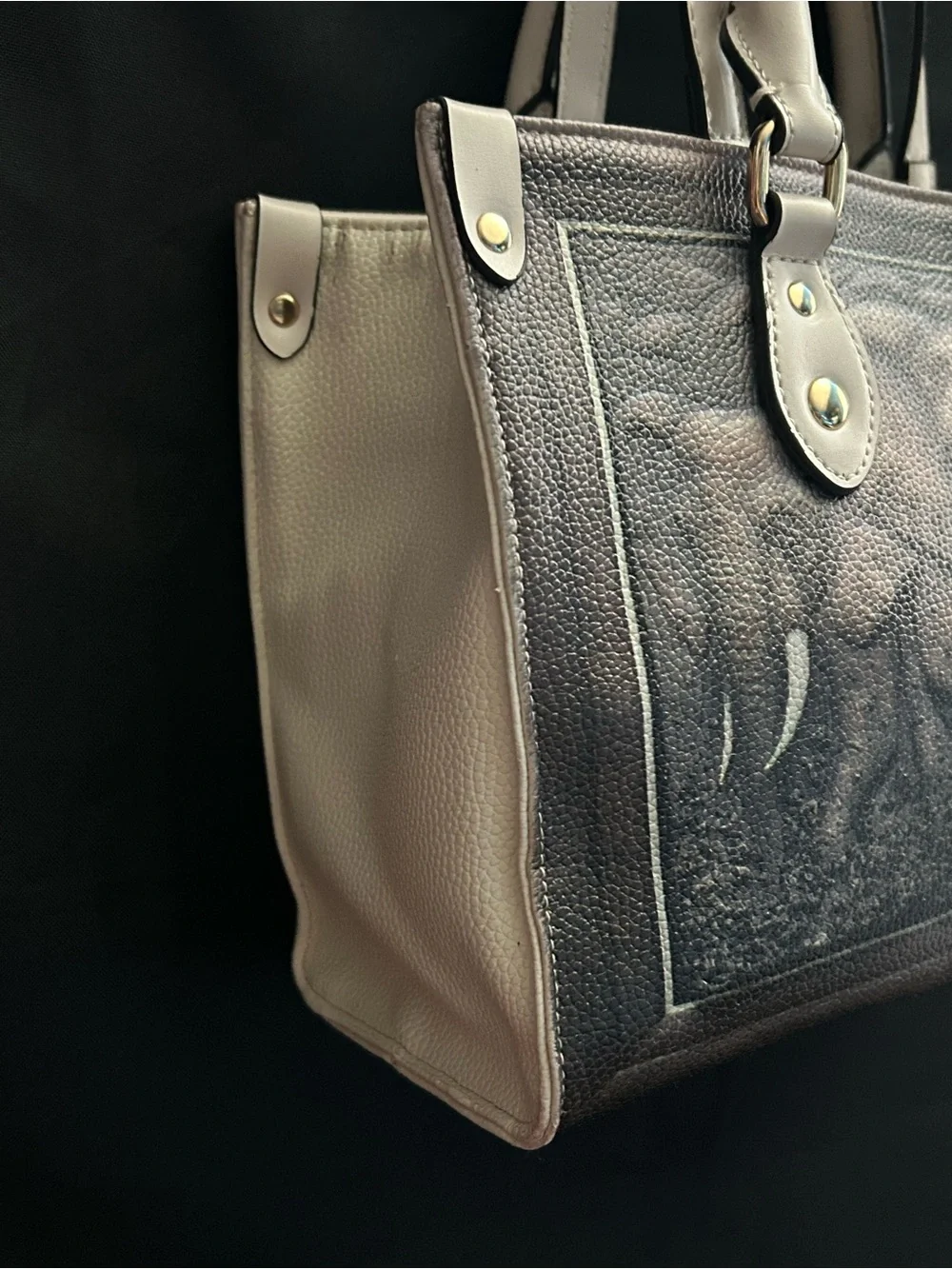 BFlairs Women’s Handbag with Elephant Print Gray & Cream